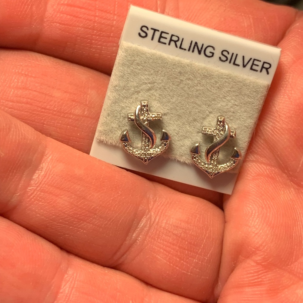 Genuine Diamond Anchor Earrings